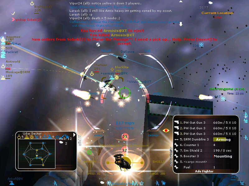 Allegiance combat gameplay screenshot.